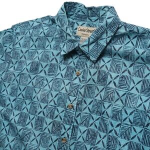 Cooke Street Honolulu Mens Large Hawaiian Shirt Blue Cotton